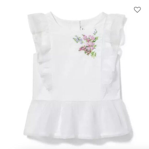 Janie and Jack 100035111 Girl White Embroidered Peplum Top  NWT size 6-12 m - Picture 1 of 11